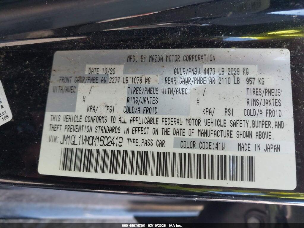 JM1GL1VM0M1602419 2021 MAZDA MAZDA6 photo no. 9
