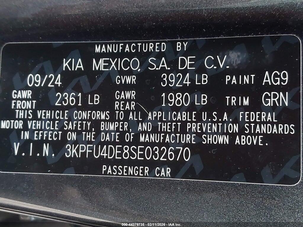 3KPFU4DE8SE032670 2025 KIA K4 photo no. 9