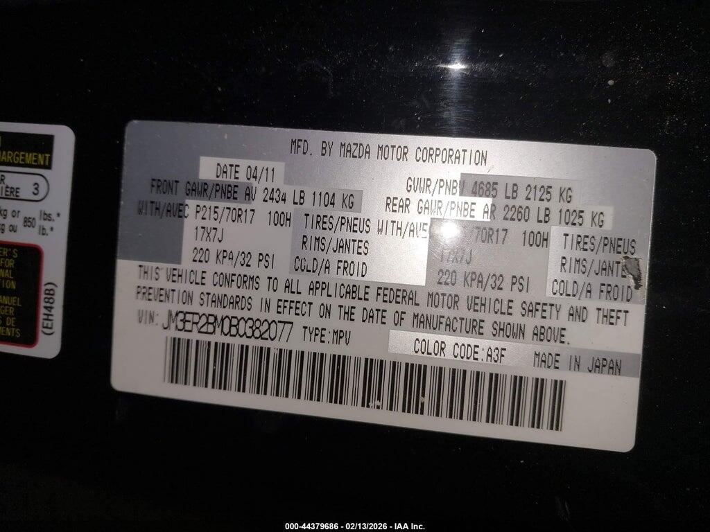 JM3ER2BM0B0382077 2011 MAZDA CX-7 photo no. 9