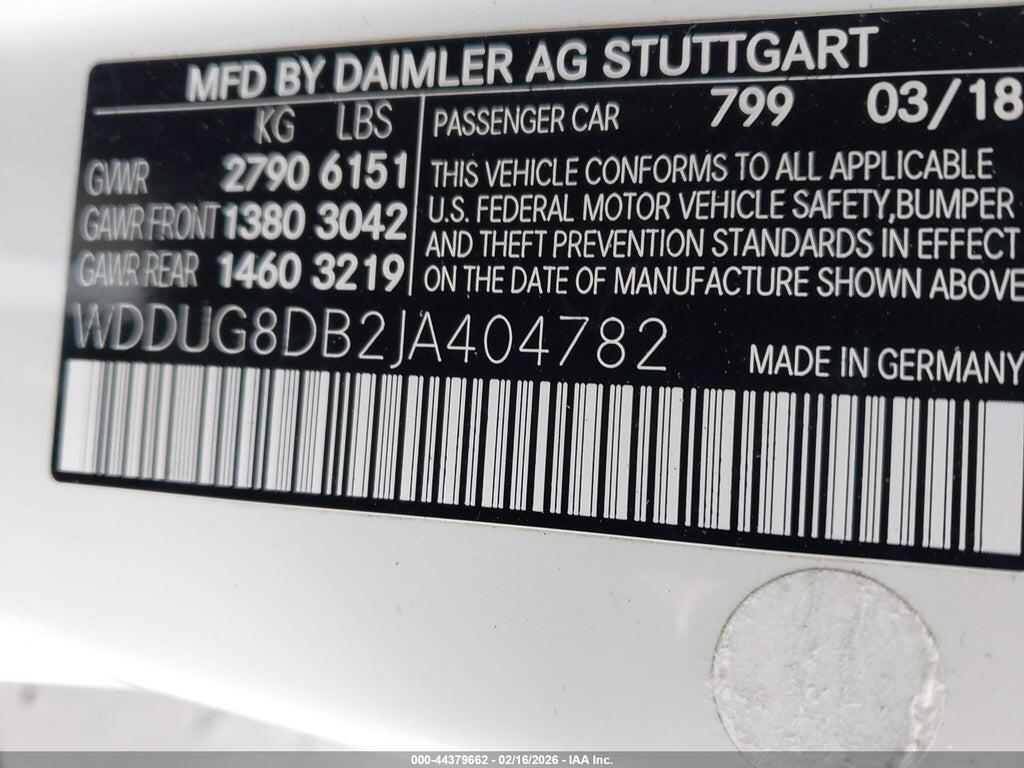 WDDUG8DB2JA404782 2018 MERCEDES-BENZ S 560 photo no. 9