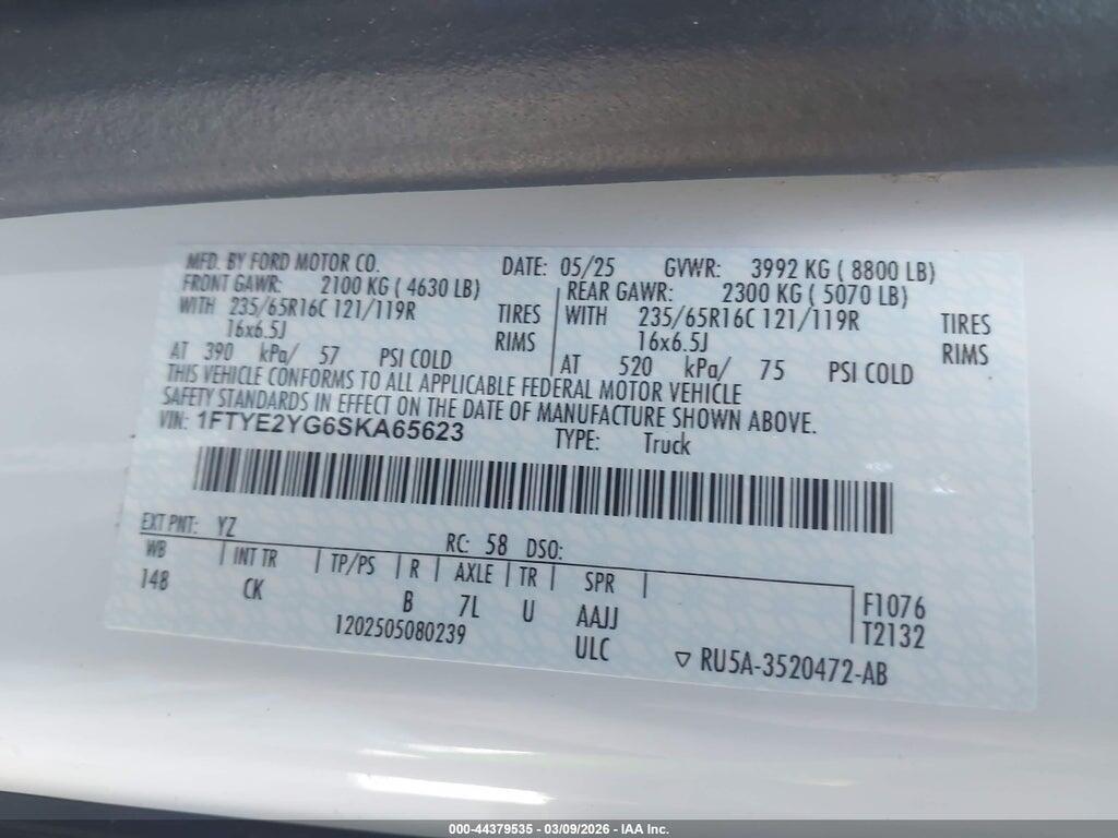 1FTYE2YG6SKA65623 2025 FORD TRANSIT-150 photo no. 9