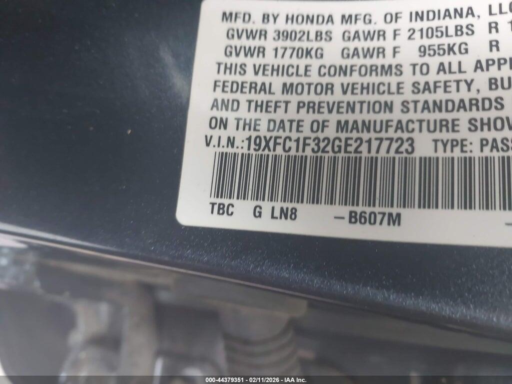 19XFC1F32GE217723 2016 HONDA CIVIC photo no. 9
