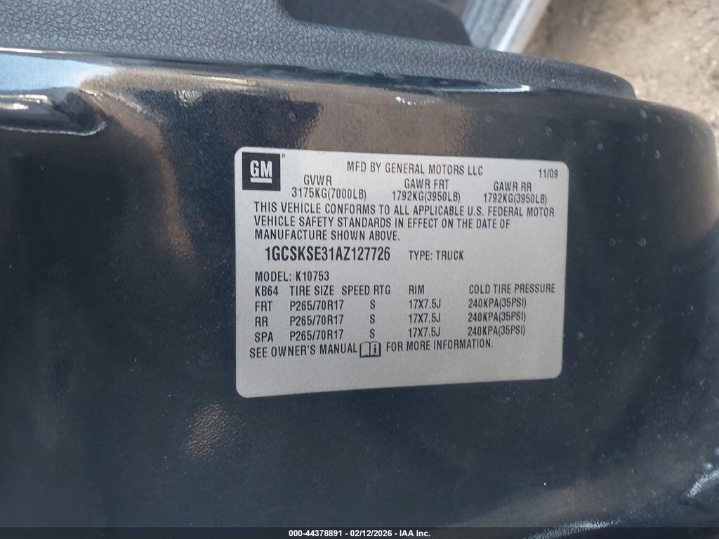 1GCSKSE31AZ127726 2010 CHEVROLET SILVERADO 1500 photo no. 9