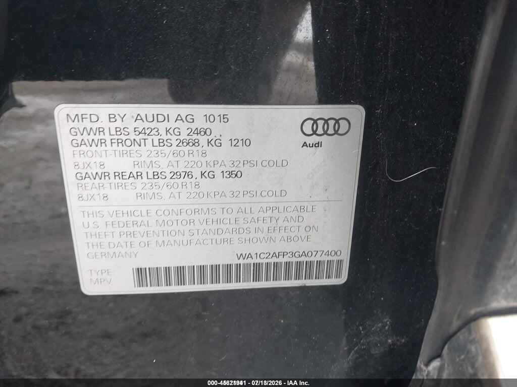 WA1C2AFP3GA077400 2016 AUDI Q5 photo no. 9