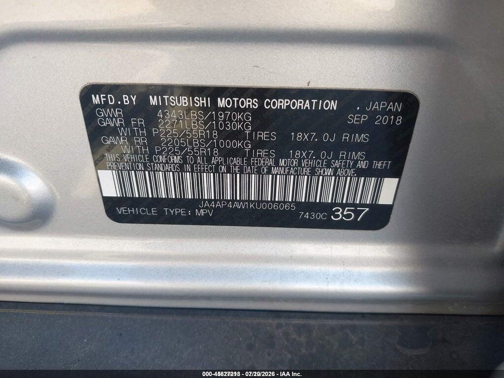 JA4AP4AW1KU006065 2019 MITSUBISHI OUTLANDER SPORT photo no. 9