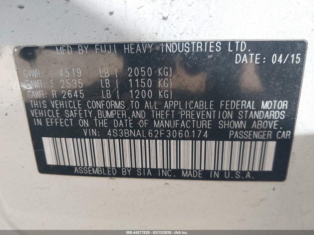 4S3BNAL62F3060174 2015 SUBARU LEGACY photo no. 9