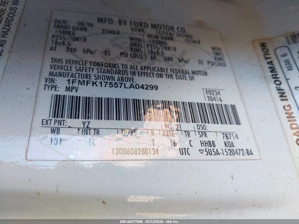 1FMFK17557LA04299 2007 FORD EXPEDITION EL photo no. 9