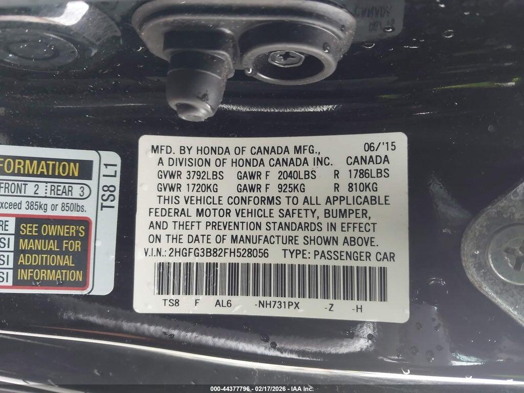 2HGFG3B82FH528056 2015 HONDA CIVIC photo no. 9