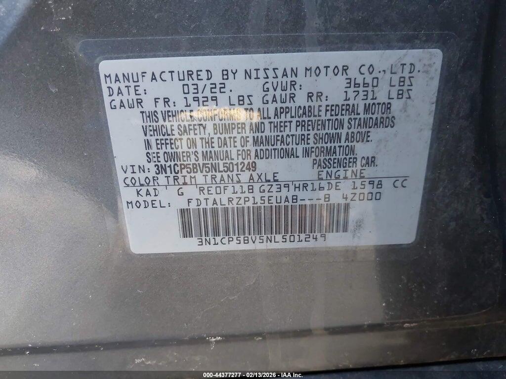 3N1CP5BV5NL501249 2022 NISSAN KICKS photo no. 9