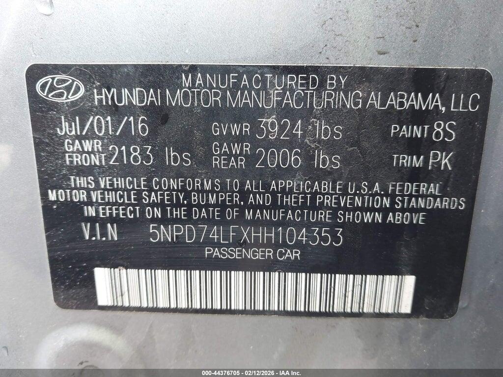 5NPD74LFXHH104353 2017 HYUNDAI ELANTRA photo no. 9