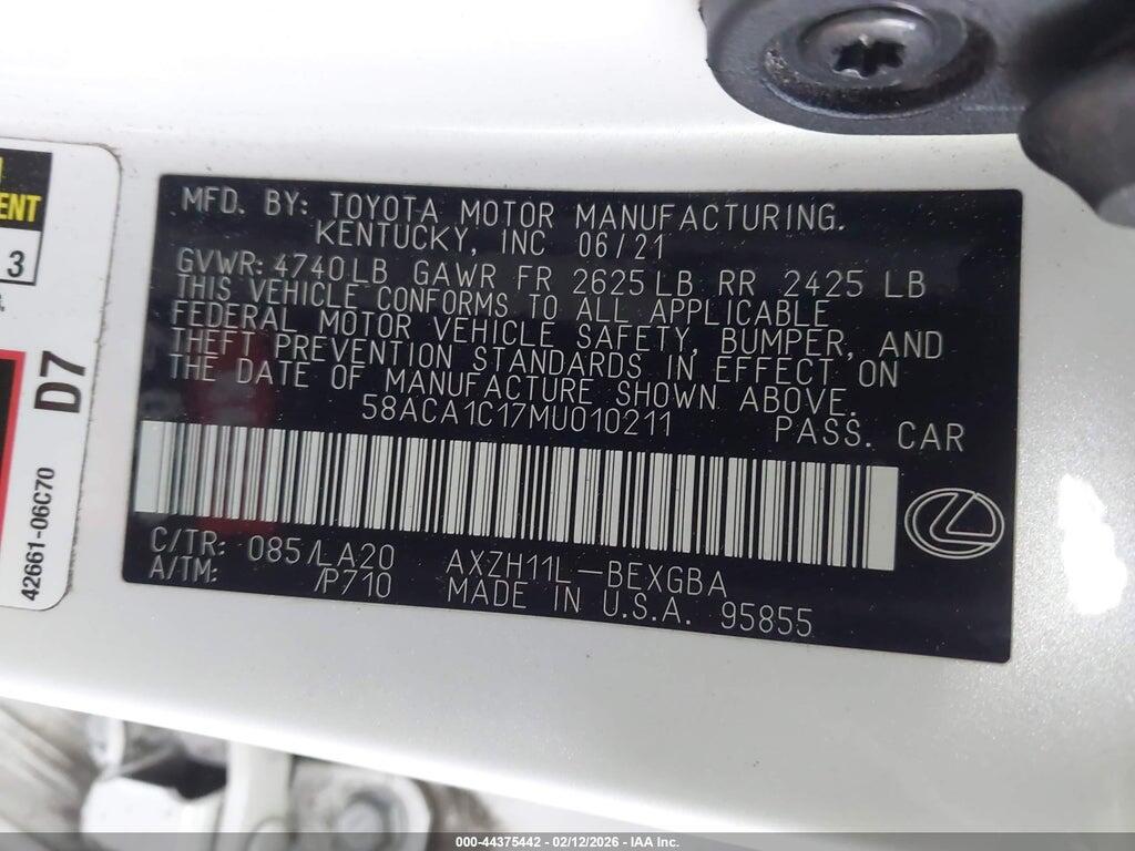 58ACA1C17MU010211 2021 LEXUS ES 300H photo no. 9