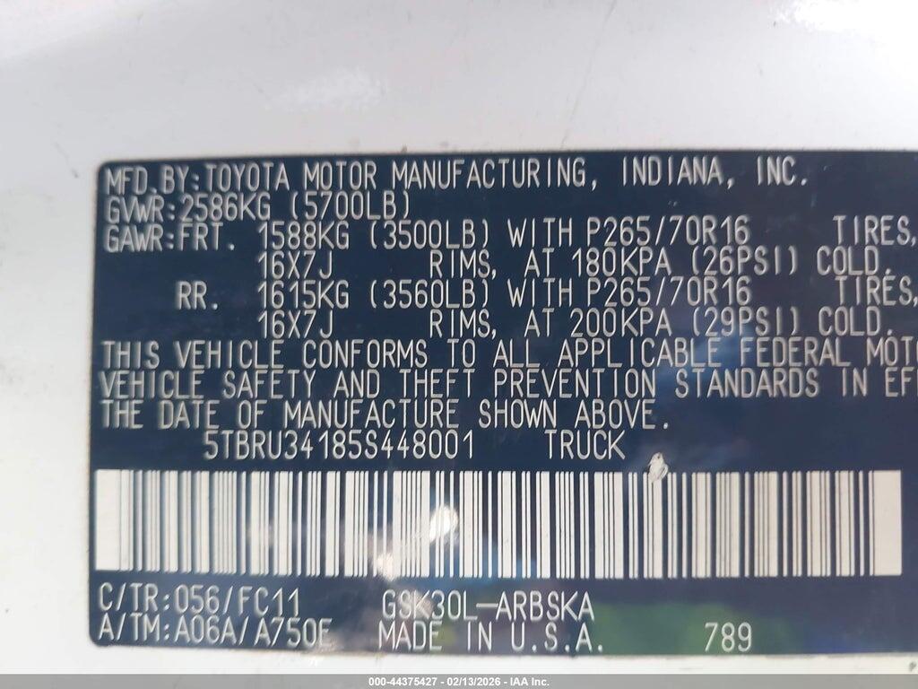 5TBRU34185S448001 2005 TOYOTA TUNDRA photo no. 9