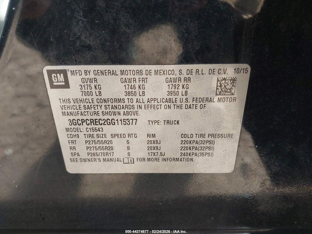 3GCPCREC2GG115377 2016 CHEVROLET SILVERADO 1500 photo no. 9