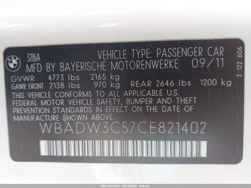 WBADW3C57CE821402 2012 BMW 328I photo no. 9