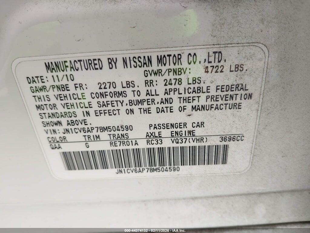 JN1CV6AP7BM504590 2011 INFINITI G37 photo no. 9