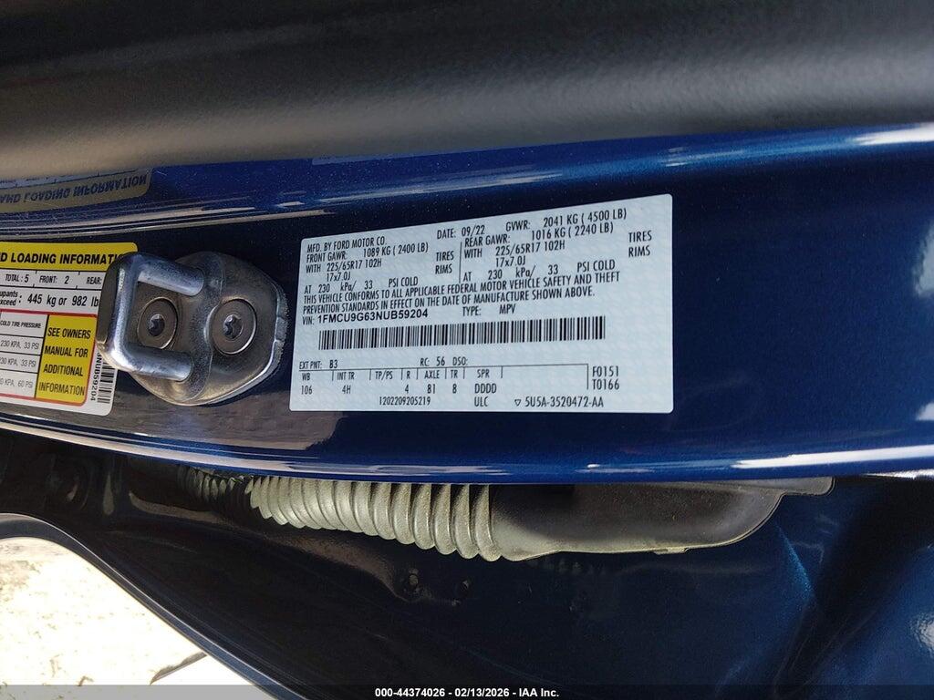 1FMCU9G63NUB59204 2022 FORD ESCAPE photo no. 9