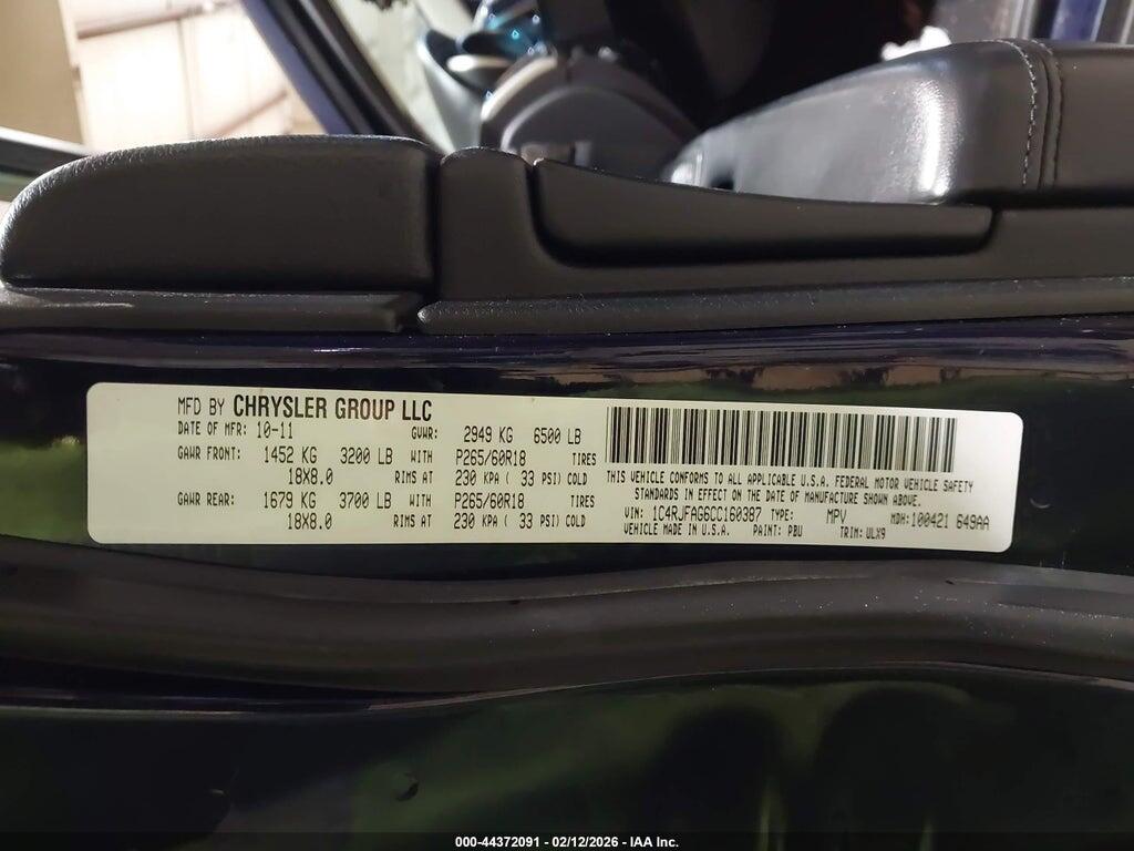 1C4RJFAG6CC160387 2012 JEEP GRAND CHEROKEE photo no. 9