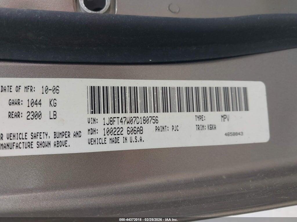 1J8FT47W07D180756 2007 JEEP COMPASS photo no. 9