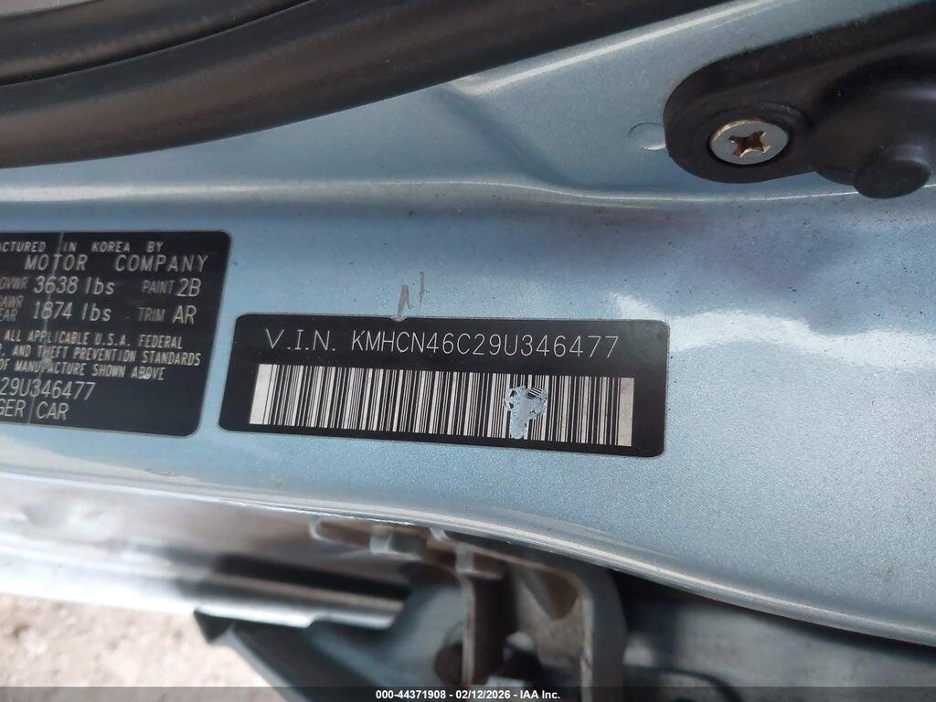KMHCN46C29U346477 2009 HYUNDAI ACCENT photo no. 9