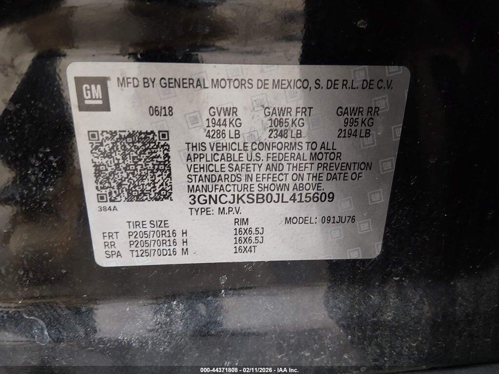 3GNCJKSB0JL415609 2018 CHEVROLET TRAX photo no. 9