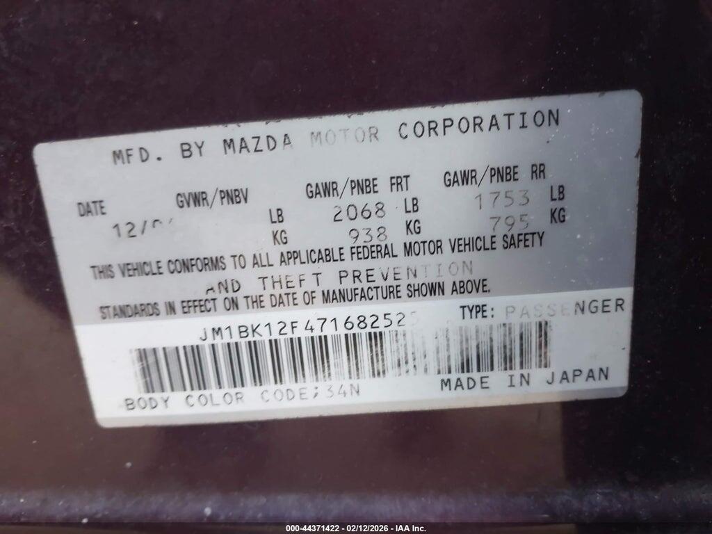 JM1BK12F471682525 2007 MAZDA MAZDA3 photo no. 9