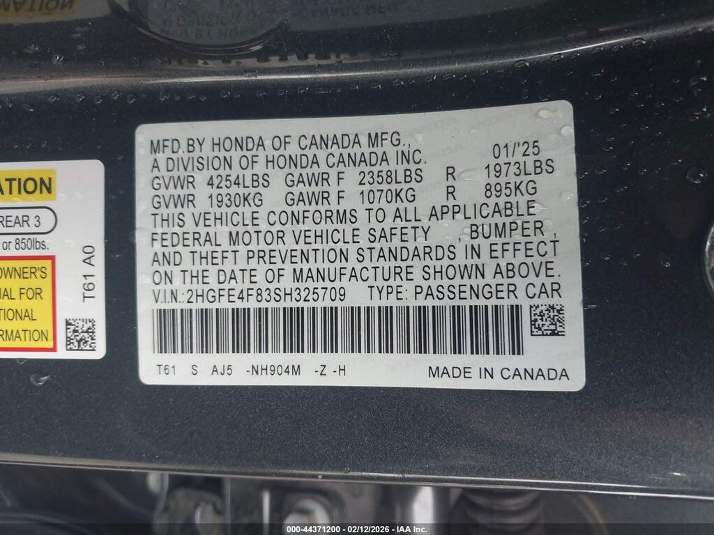 2HGFE4F83SH325709 2025 HONDA CIVIC  HYBRID photo no. 9