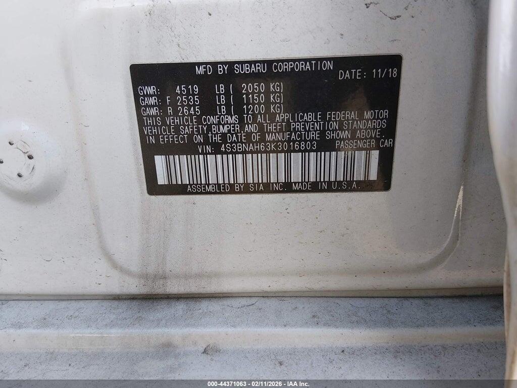 4S3BNAH63K3016803 2019 SUBARU LEGACY photo no. 9