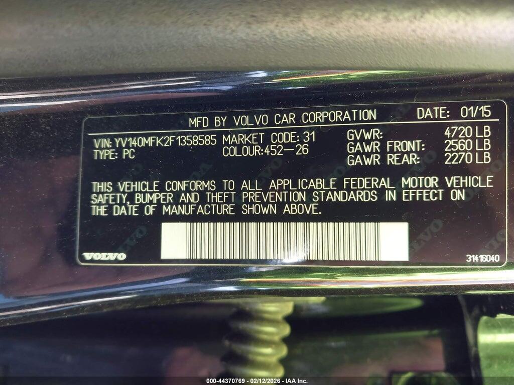 YV140MFK2F1358585 2015 VOLVO S60 photo no. 9
