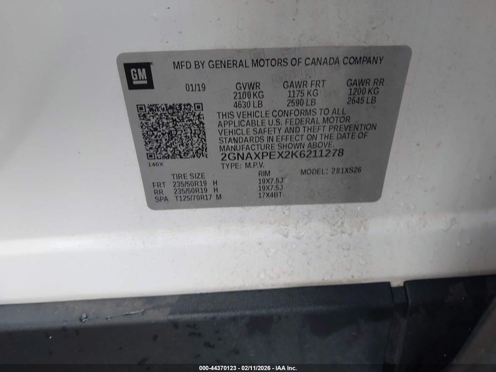 2GNAXPEX2K6211278 2019 CHEVROLET EQUINOX photo no. 9