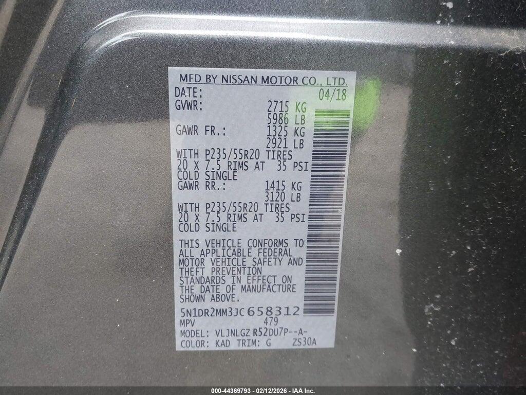 5N1DR2MM3JC658312 2018 NISSAN PATHFINDER photo no. 9