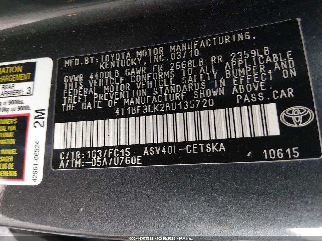 4T1BF3EK2BU135720 2011 TOYOTA CAMRY photo no. 9