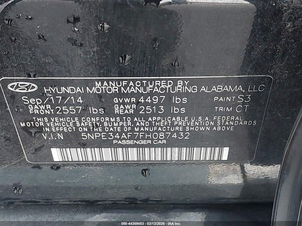 5NPE34AF7FH087432 2015 HYUNDAI SONATA photo no. 9