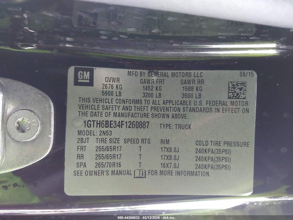 1GTH6BE34F1260887 2015 GMC CANYON photo no. 9