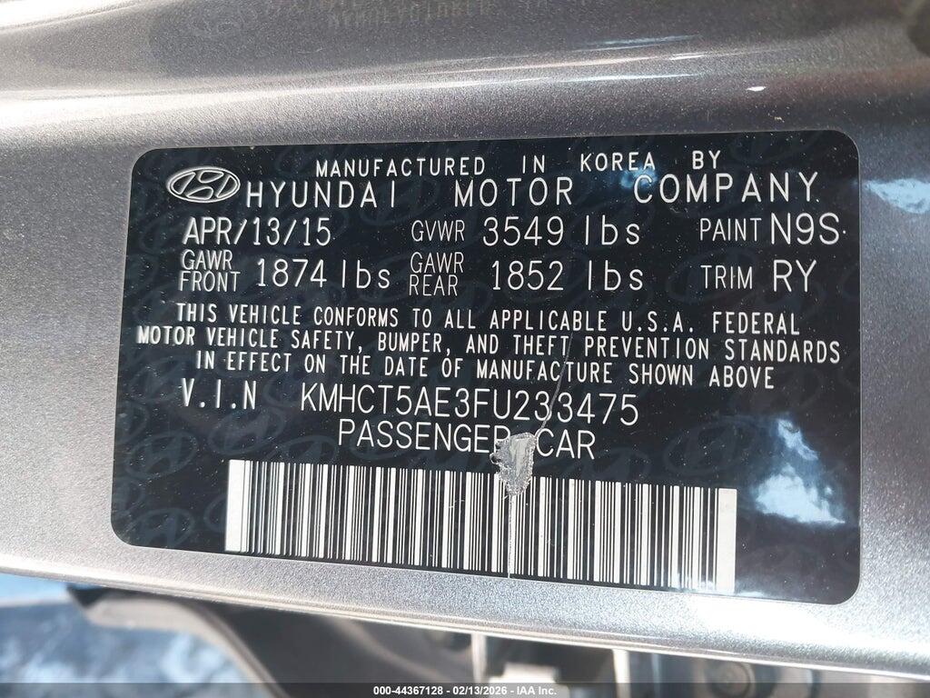 KMHCT5AE3FU233475 2015 HYUNDAI ACCENT photo no. 9