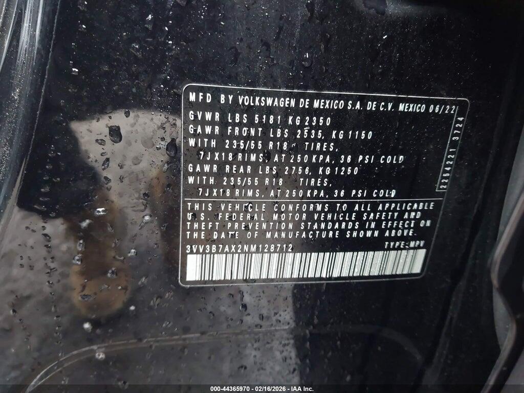 3VV3B7AX2NM128712 2022 VOLKSWAGEN TIGUAN photo no. 9