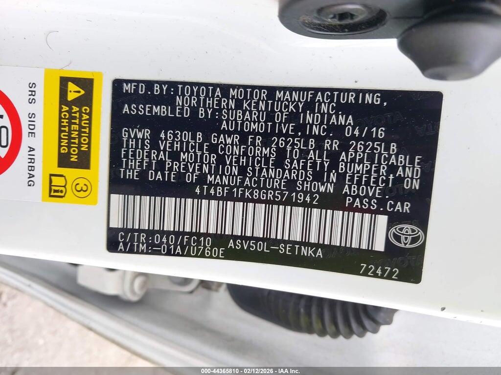 4T4BF1FK8GR571942 2016 TOYOTA CAMRY photo no. 9