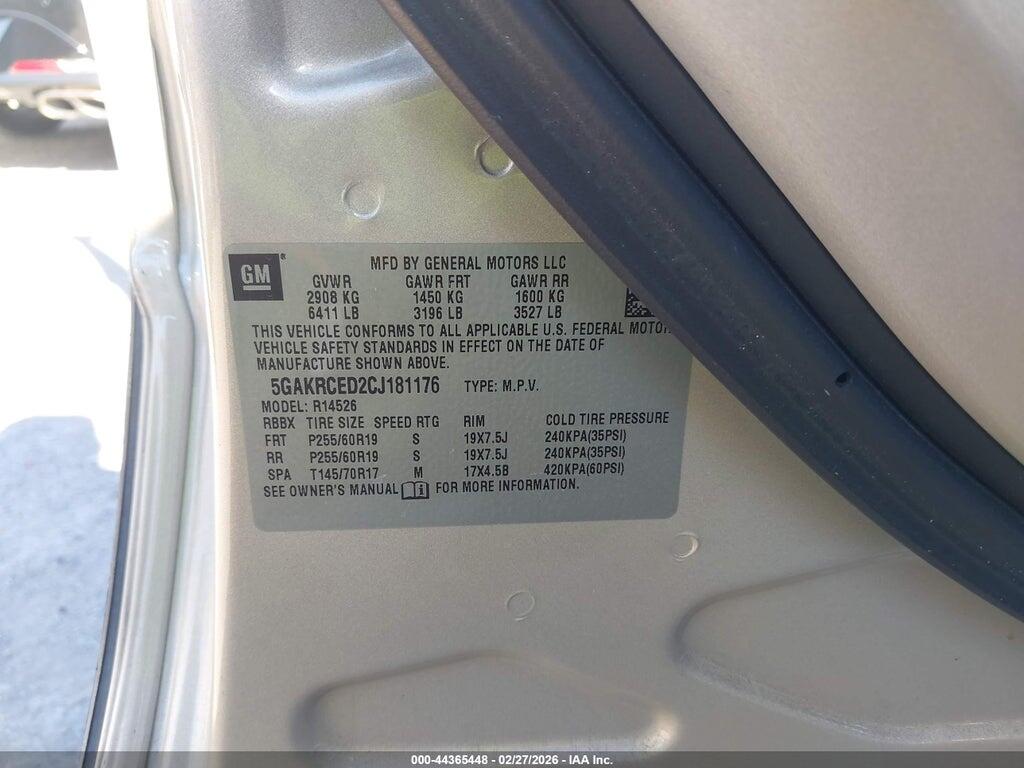 5GAKRCED2CJ181176 2012 BUICK ENCLAVE photo no. 9