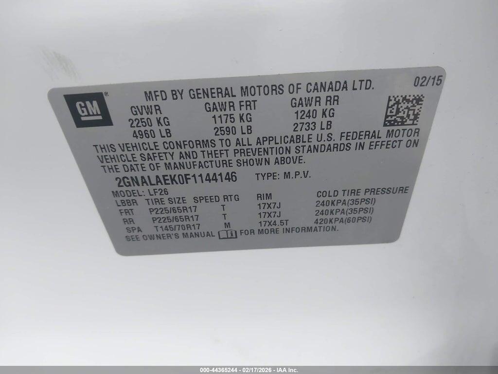 2GNALAEK0F1144146 2015 CHEVROLET EQUINOX photo no. 9