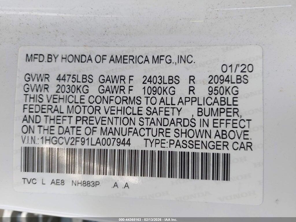 1HGCV2F91LA007944 2020 HONDA ACCORD photo no. 9