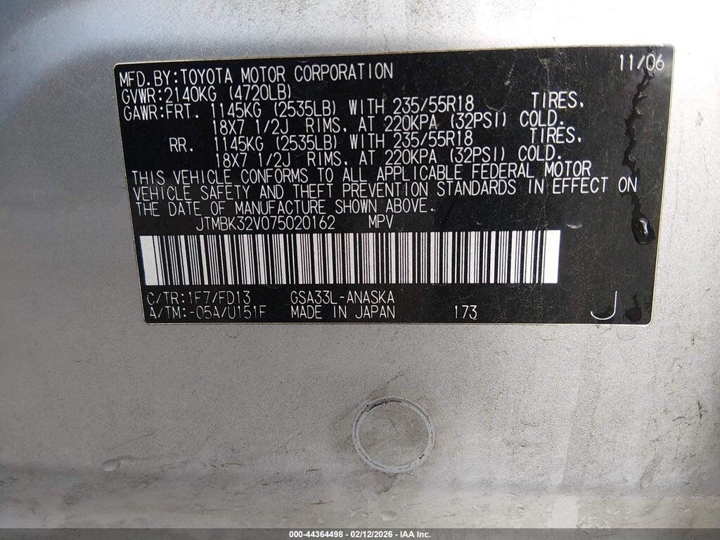 JTMBK32V075020162 2007 TOYOTA RAV4 photo no. 9