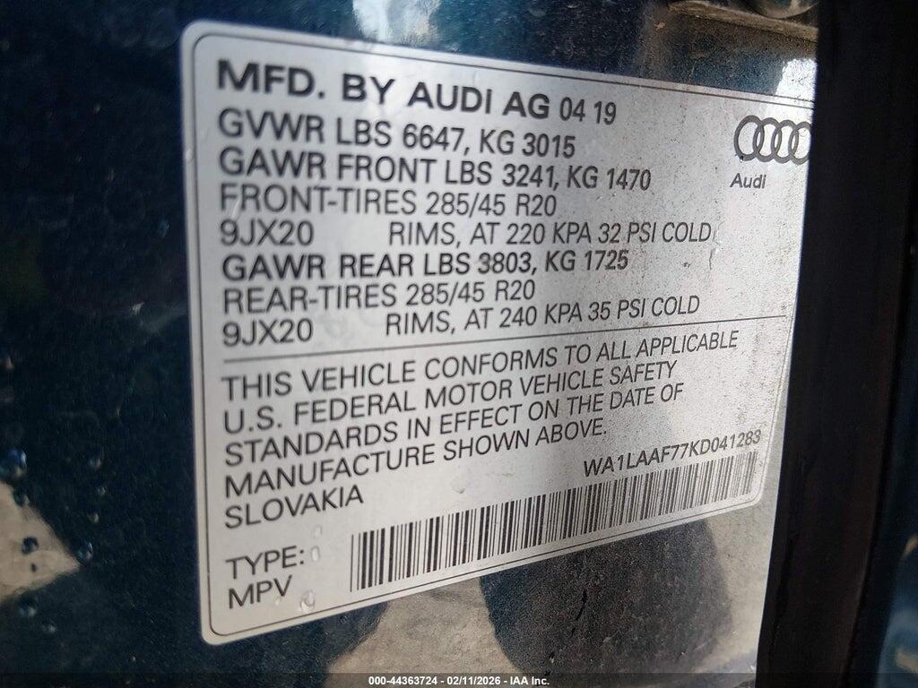 WA1LAAF77KD041283 2019 AUDI Q7 photo no. 9