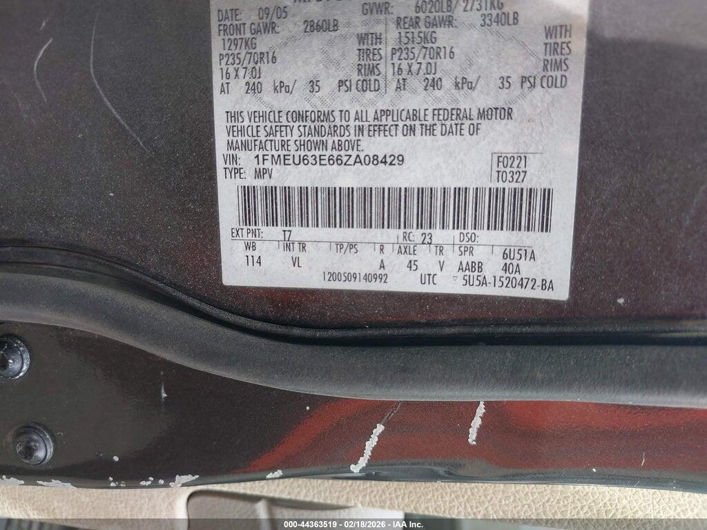 1FMEU63E66ZA08429 2006 FORD EXPLORER photo no. 9