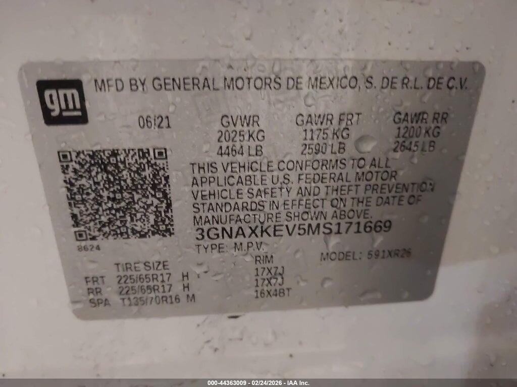 3GNAXKEV5MS171669 2021 CHEVROLET EQUINOX photo no. 9
