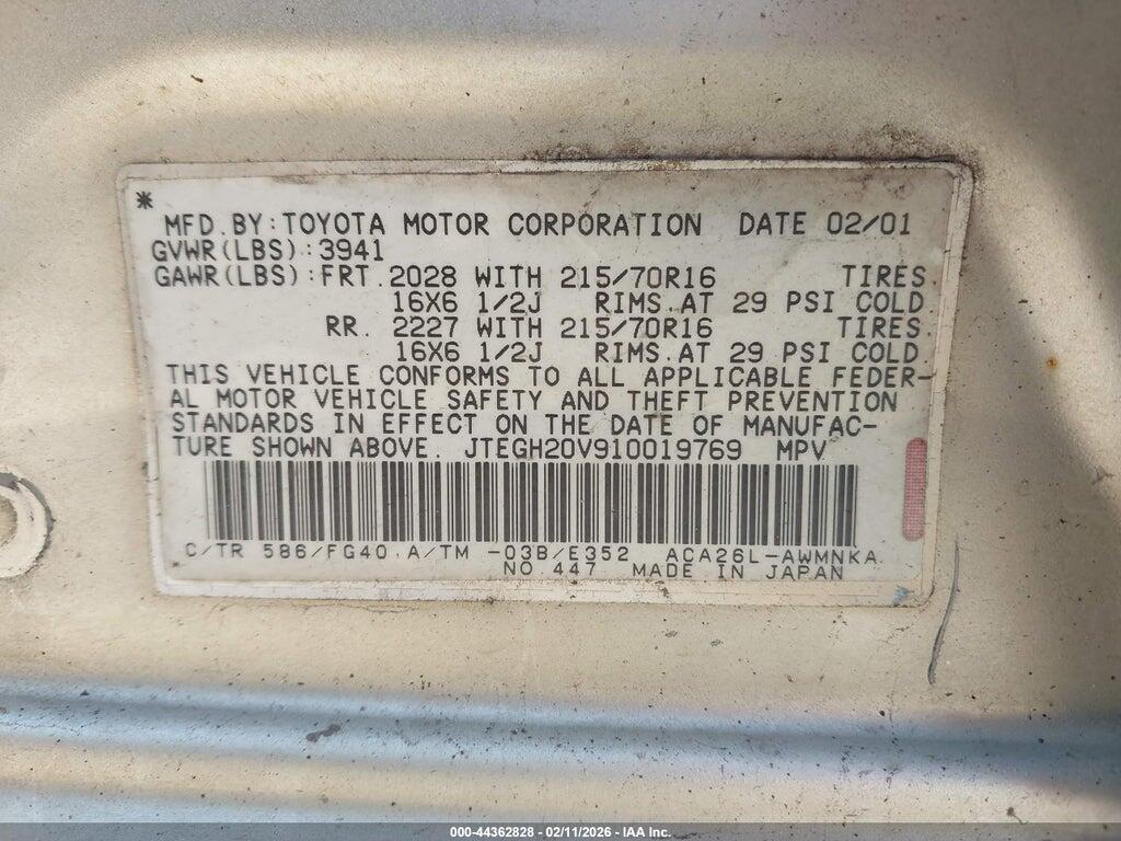 JTEGH20V910019769 2001 TOYOTA RAV4 photo no. 9