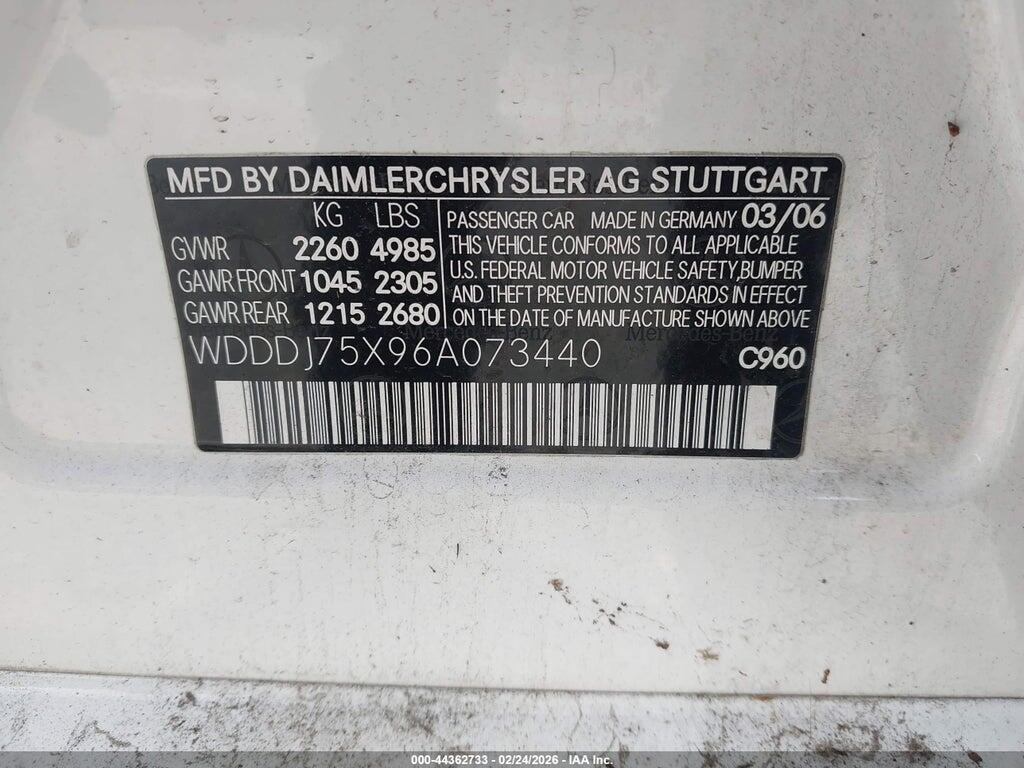 WDDDJ75X96A073440 2006 MERCEDES-BENZ CLS 500 photo no. 9