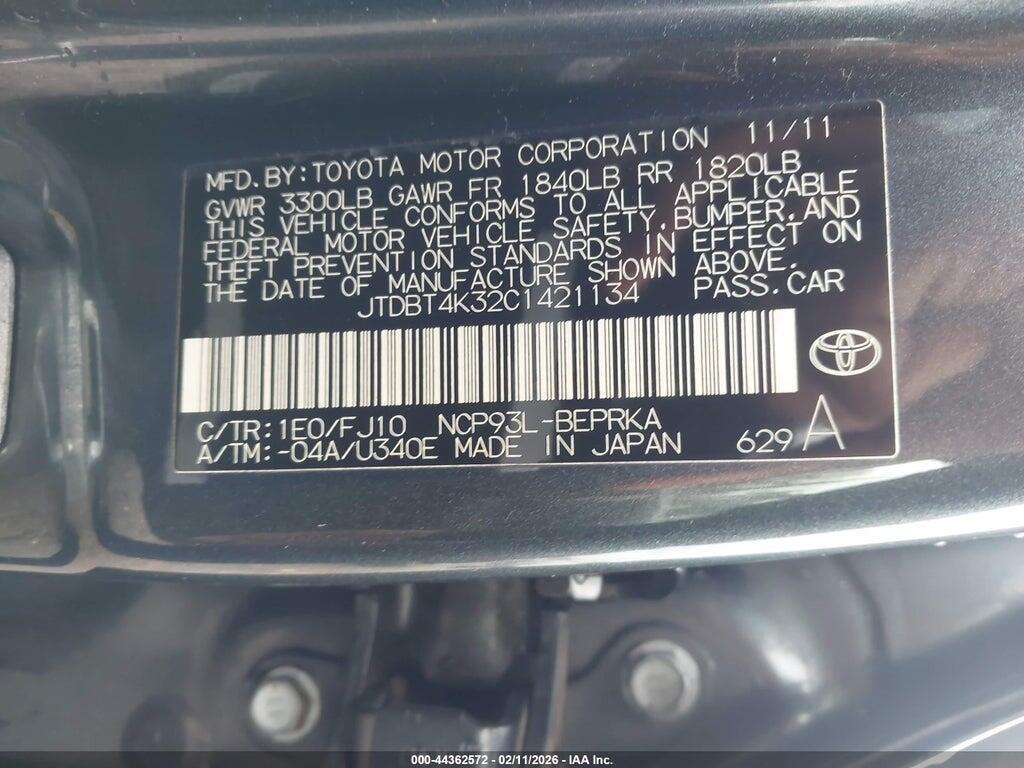 JTDBT4K32C1421134 2012 TOYOTA YARIS photo no. 9
