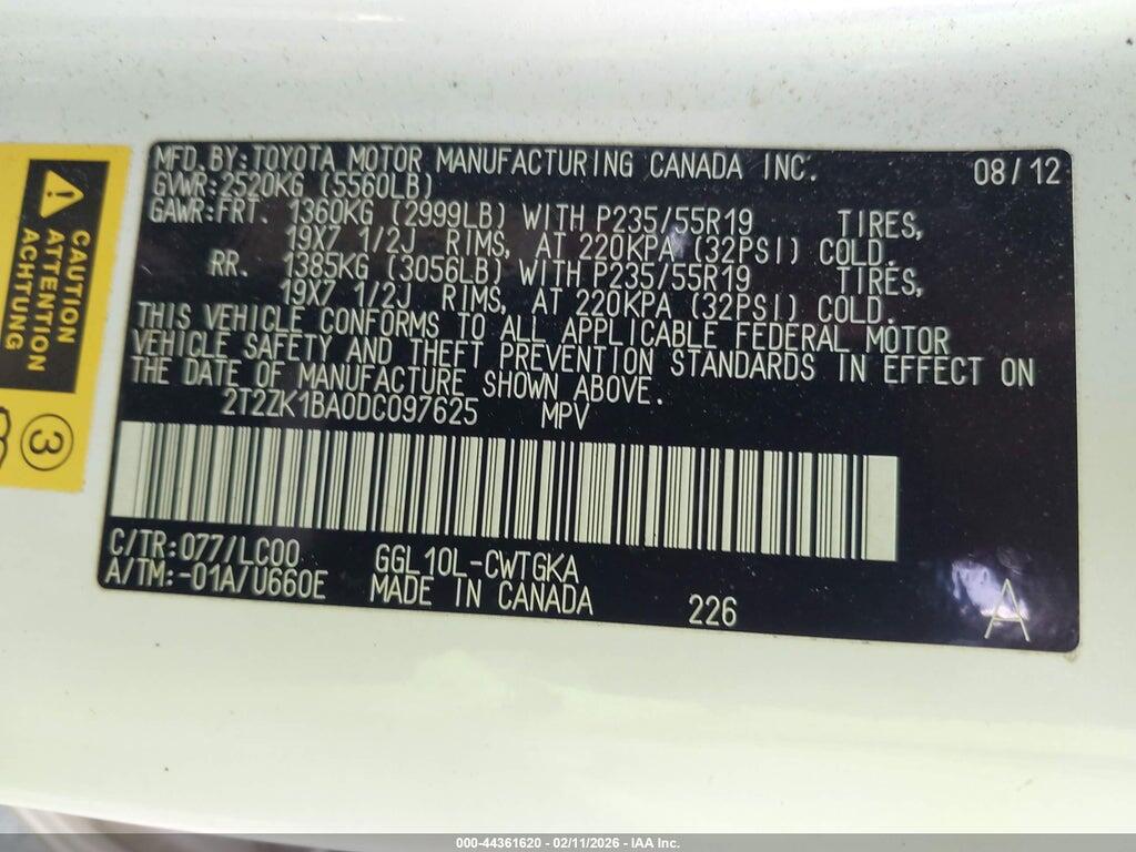 2T2ZK1BA0DC097625 2013 LEXUS RX 350 photo no. 9