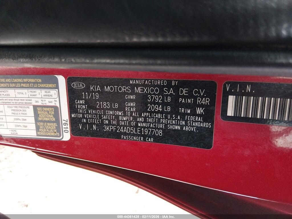 3KPF24AD5LE197708 2020 KIA FORTE photo no. 9