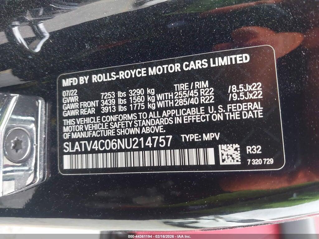 SLATV4C06NU214757 2022 ROLLS-ROYCE CULLINAN photo no. 9
