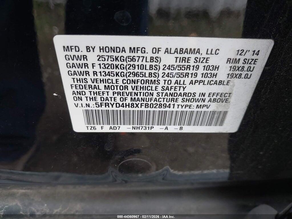 5FRYD4H8XFB028941 2015 ACURA MDX photo no. 9
